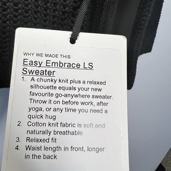 Nwt Lululemon Easy Embrace LS Sweater - Black L/XL - Picture 9 of 12
